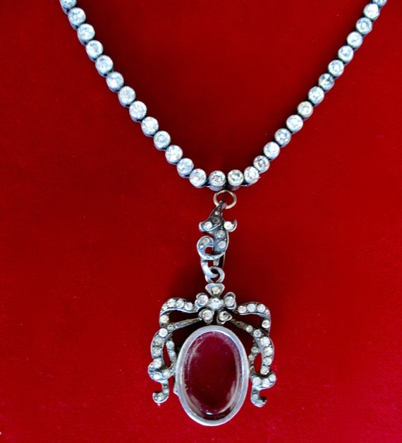 Antique Edwardian Silver Riviere Paste Necklace W… - image 1