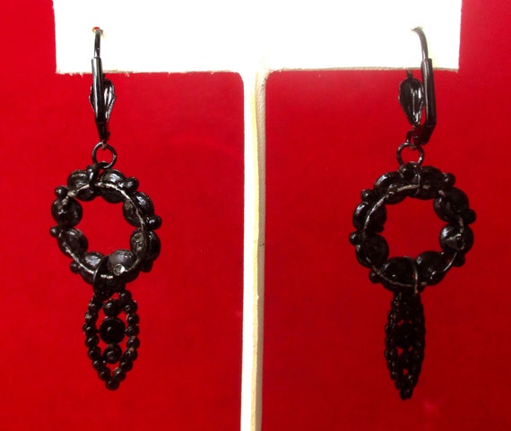 Pair of Antique Victorian French Jet Earrings/Boh… - image 5