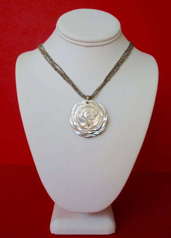 Antique Reversible Mother-of-Pearl & Cut Steel Pendant/Necklace/Wedding