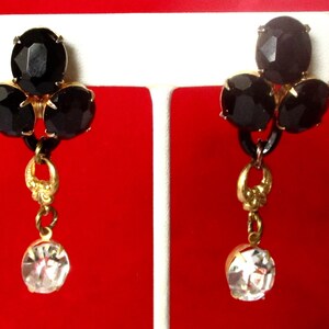 Pair of Vintage French Jet & Crystal Clip Back Earrings