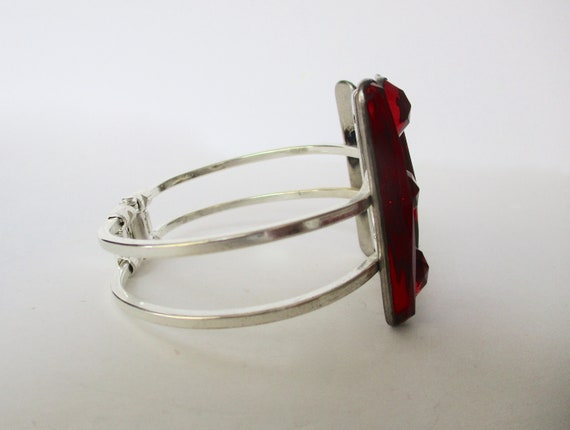 Antique Red Vauxhall Glass Bangle Bracelet - image 7