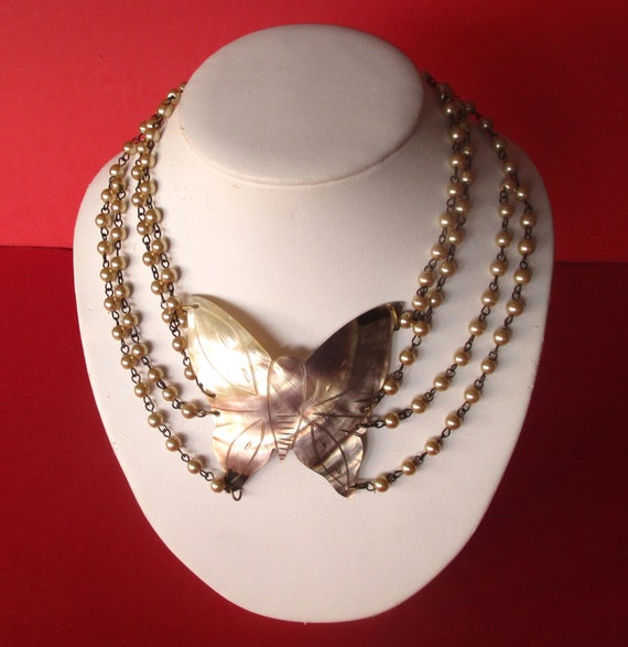 Vintage Mother-of-Pearl & Glass Pearl Necklace/We… - image 6