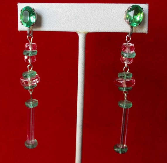 Pair of Sterling Silver 3-Inch Crystal Screw-Back Earrings