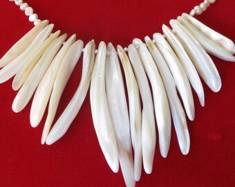 Mother-of-Pearl & White Pearl Necklace/Wedding