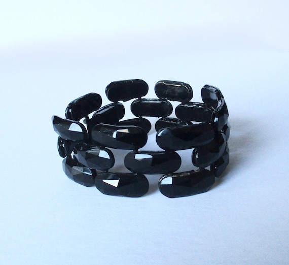 Vintage French Jet/Vauxhall Glass Bead Bracelet
