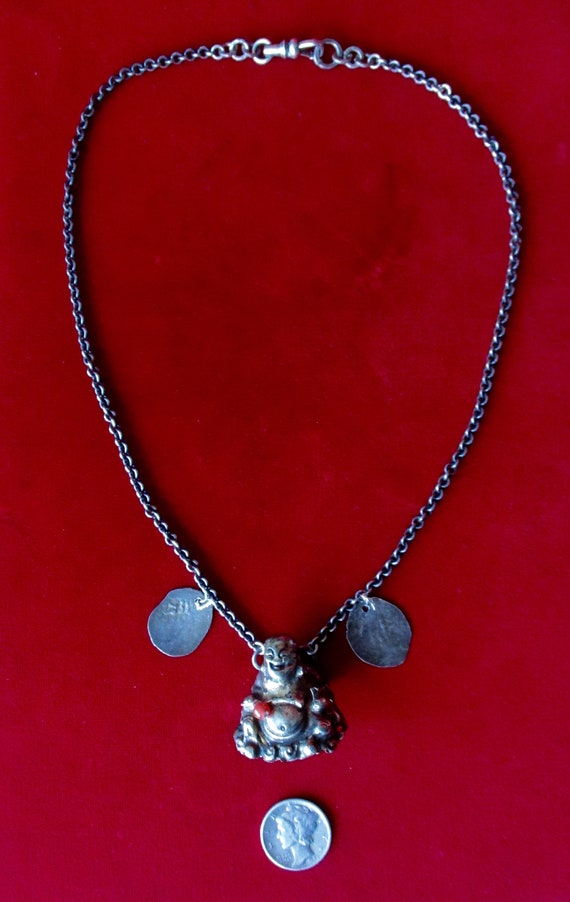 Antique Chinese Silver Necklace/Boho/Hippie - image 3