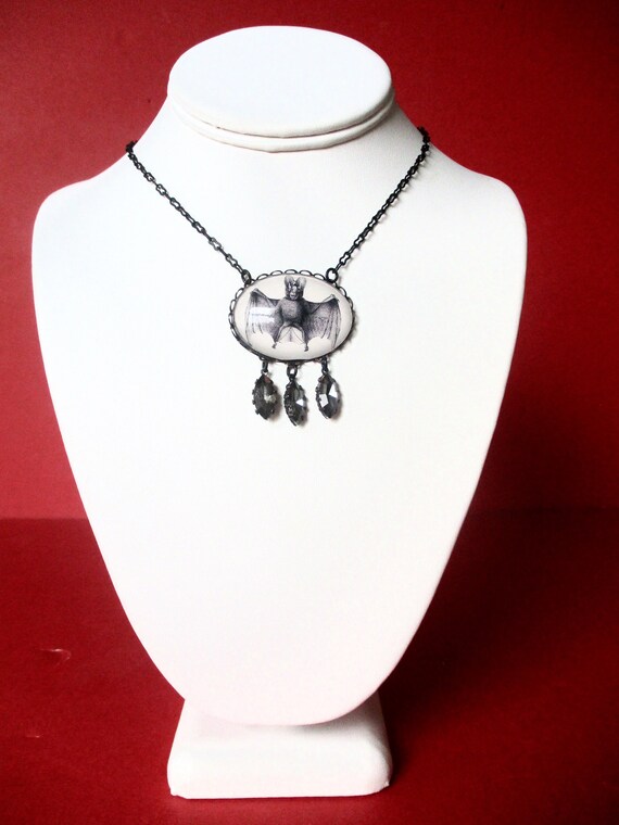 Vintage Bat Crystal Necklace/Boho/Hippie/Steampun… - image 2