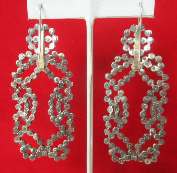 Pair of Large Antique 3.25-Inch Cut Steel Earrings - image 4