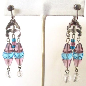 Pair of Screw Back Crystal & Rhodium Plated Earrings from the 1920's image 4