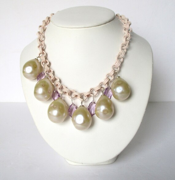 Vintage Celluloid & Glass Summer Necklace