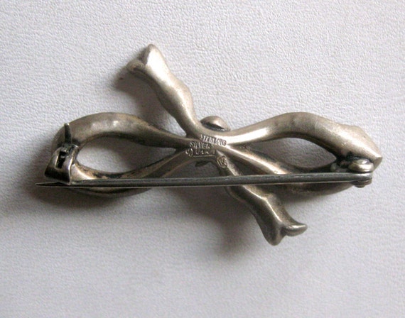 Antique Sterling Silver & Paste Bow  Pin - image 3