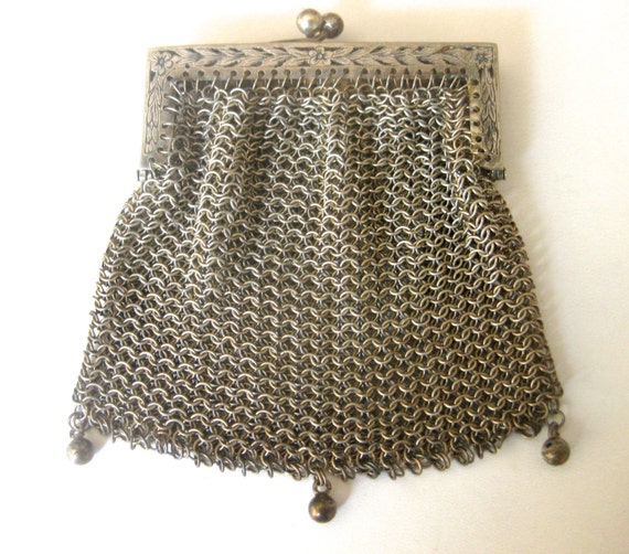 German Silver Miniature Antique Mesh Purse