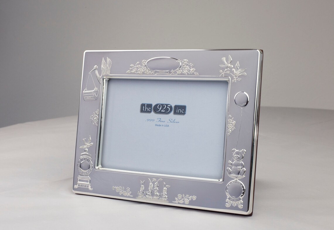 Baby Record Frame by Sterling Silver Frames Velveteen Back Etsy