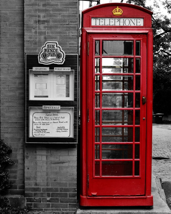 Red phone booth.