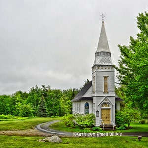 Old Church,unique gift,New England,gift idea,church in spring,Sugar Hill, NH,landscape photo,wall art,home decor,Etsy find,country church