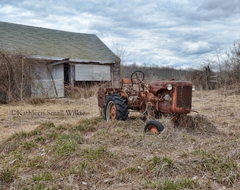 Vintage Tractor Print, Rustic Farmhouse Wall Art
