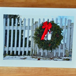 Coroa verde, portão branco, país de Natal, cartão de férias, cartão de Natal, cartão de inverno, cartão exclusivo, para qualquer pessoa, cartão em branco, cartão sazonal, Etsy find