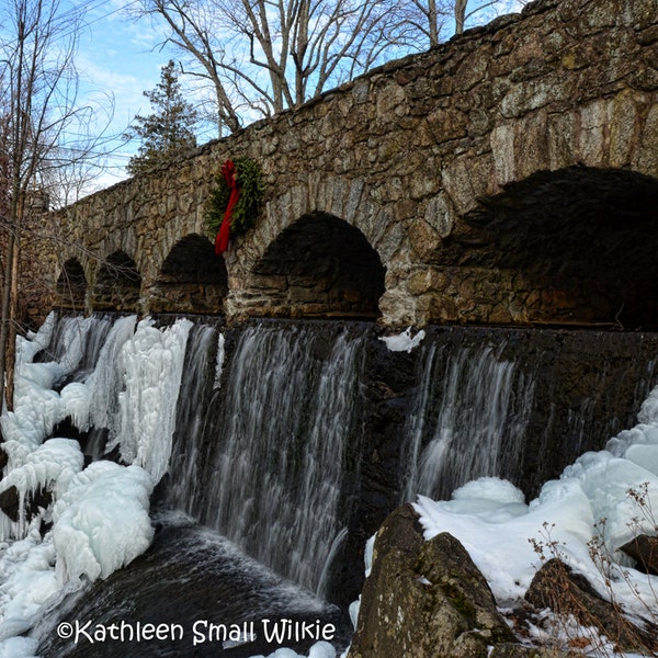 Case Falls,Manchester CT,scenic landscape,waterfall photography,winter waterfall,unique gift,gift ideas,home decor,wall art,Etsy find