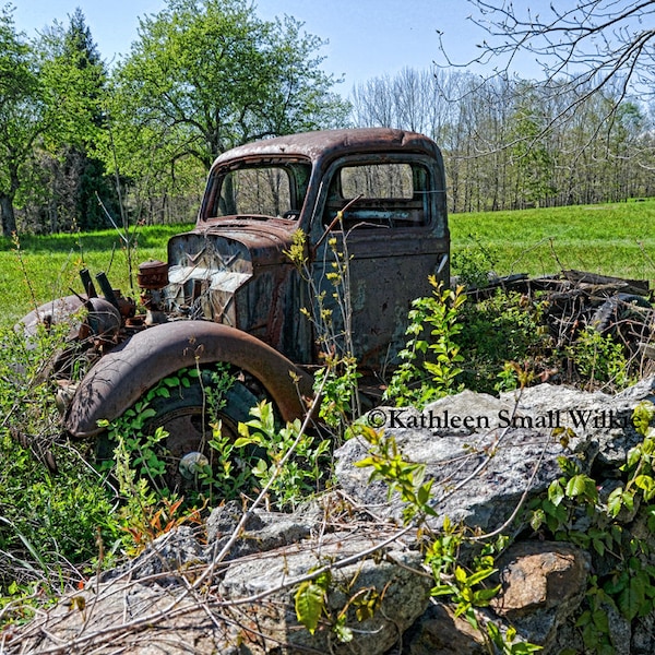 old rusty truck,old vehicle,Etsy find,photo card,trending,vehicle photography,unique card,truck chassis,rusty truck chassis,man cave art