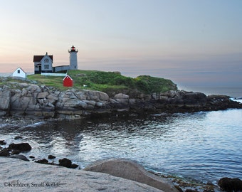 Nubble Lighthouse Photograph, Coastal Wall Art, New England Seascape