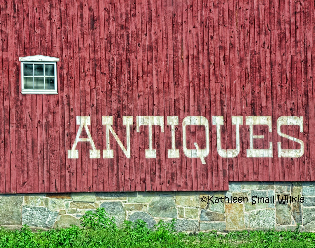 Rustic Red Sign Red Barn Antiques Sign Art Print, Rustic Wall Decor - Etsy