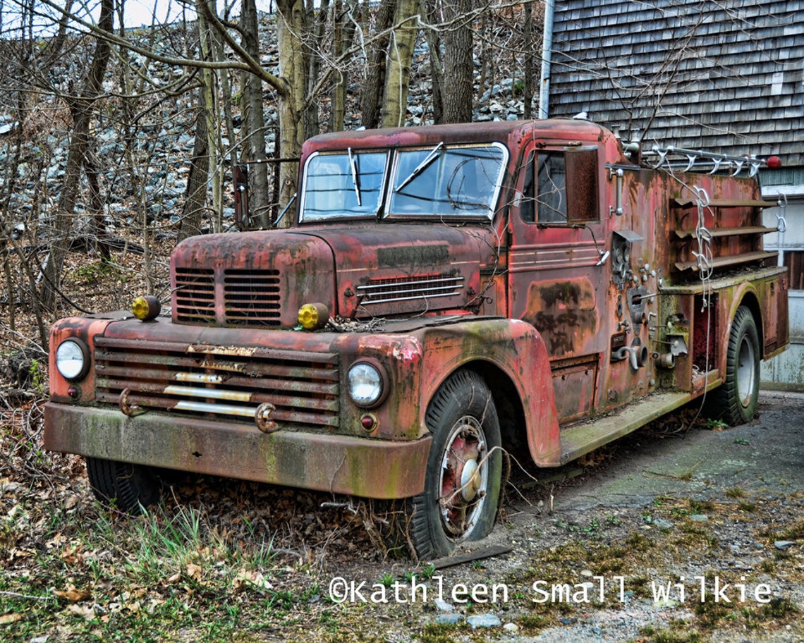 Alte Feuerwehr-LKW altes Fahrzeug Etsy finden Foto-Karte | Etsy