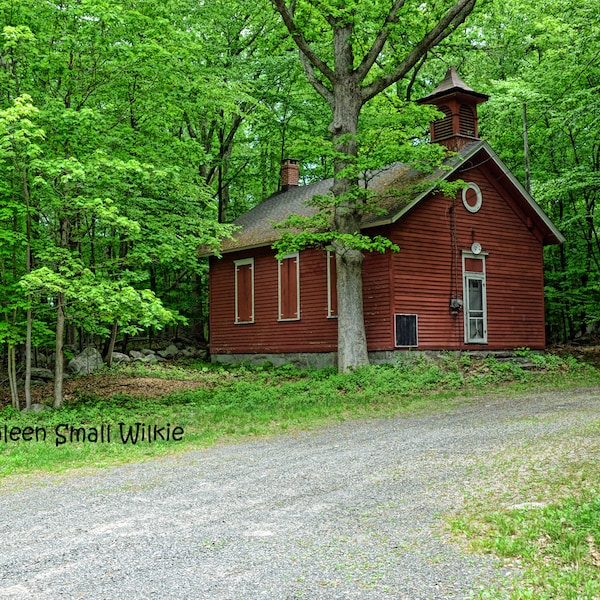 little red schoolhouse,unique gift,New England,gift idea,old schoolhouse,spring landscape,wall art,home decor,Etsyfind,country art,rusticart