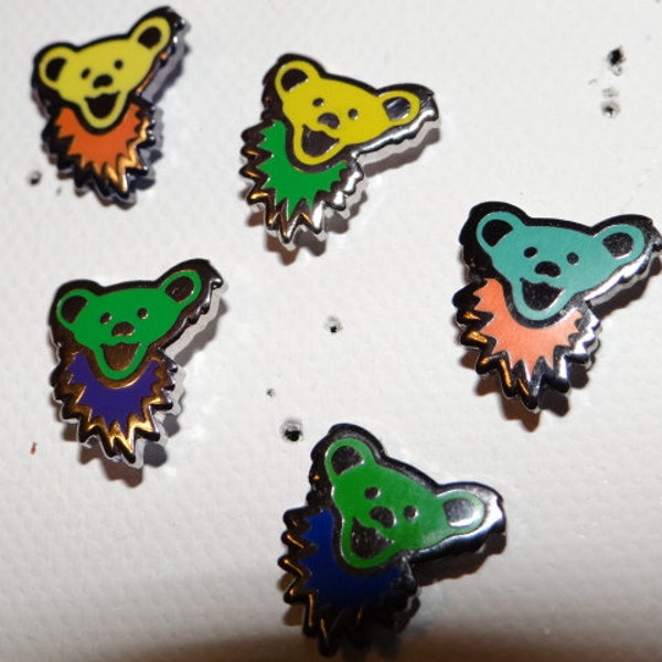 5 Grateful Dead Dancing Bear Head Hat Pins