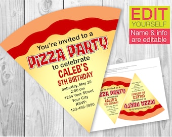 Pizza Party invitation / EDITABLE / PRINTABLE