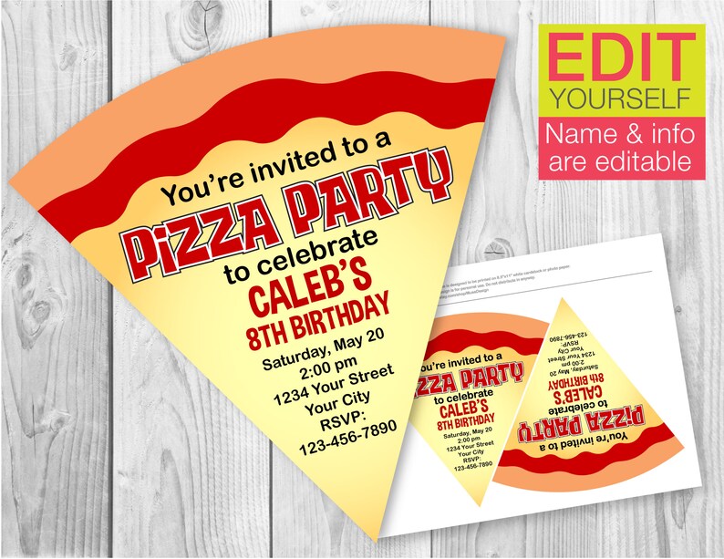 Pizza Party invitation / EDITABLE / PRINTABLE image 1