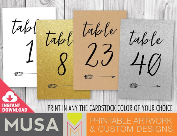 wedding table numbers with arrow accent size 4x6 and 5x7 included
