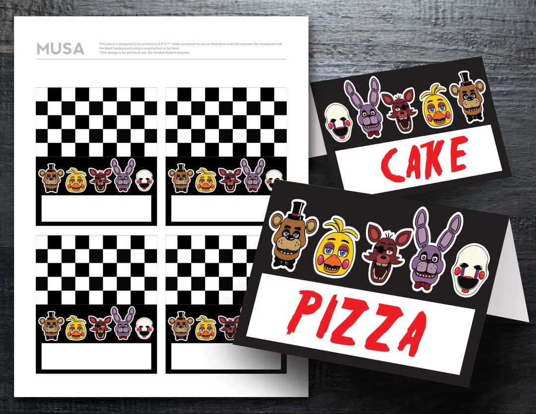 PRINTABLE / EDITABLE Five Nights at Freddy's Inspired Food Tents / Size ...