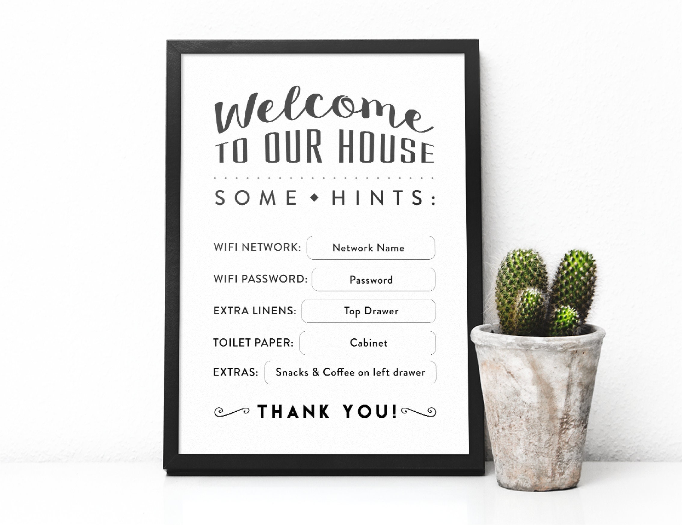 Guesthouse Info Sign / Instant Download / EDIT Etsy