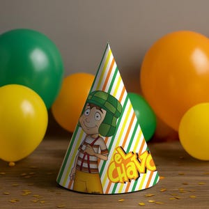 El Chavo Party Hat Printable – El Chavo del Ocho Birthday Cone Hat – Instant Download PDF + JPG