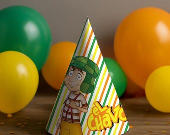 El Chavo Party Hat Printable – El Chavo del Ocho Birthday Cone Hat – Instant Download PDF + JPG