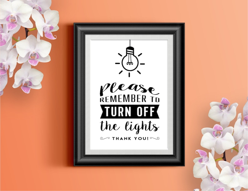 Turn Off Lights Printable Sign INSTANT DOWNLOAD Etsy