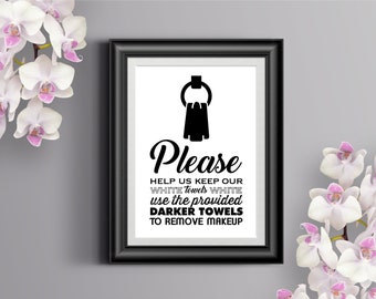 White Towels Printable Sign / INSTANT DOWNLOAD / Home, Airbnb, guest houses