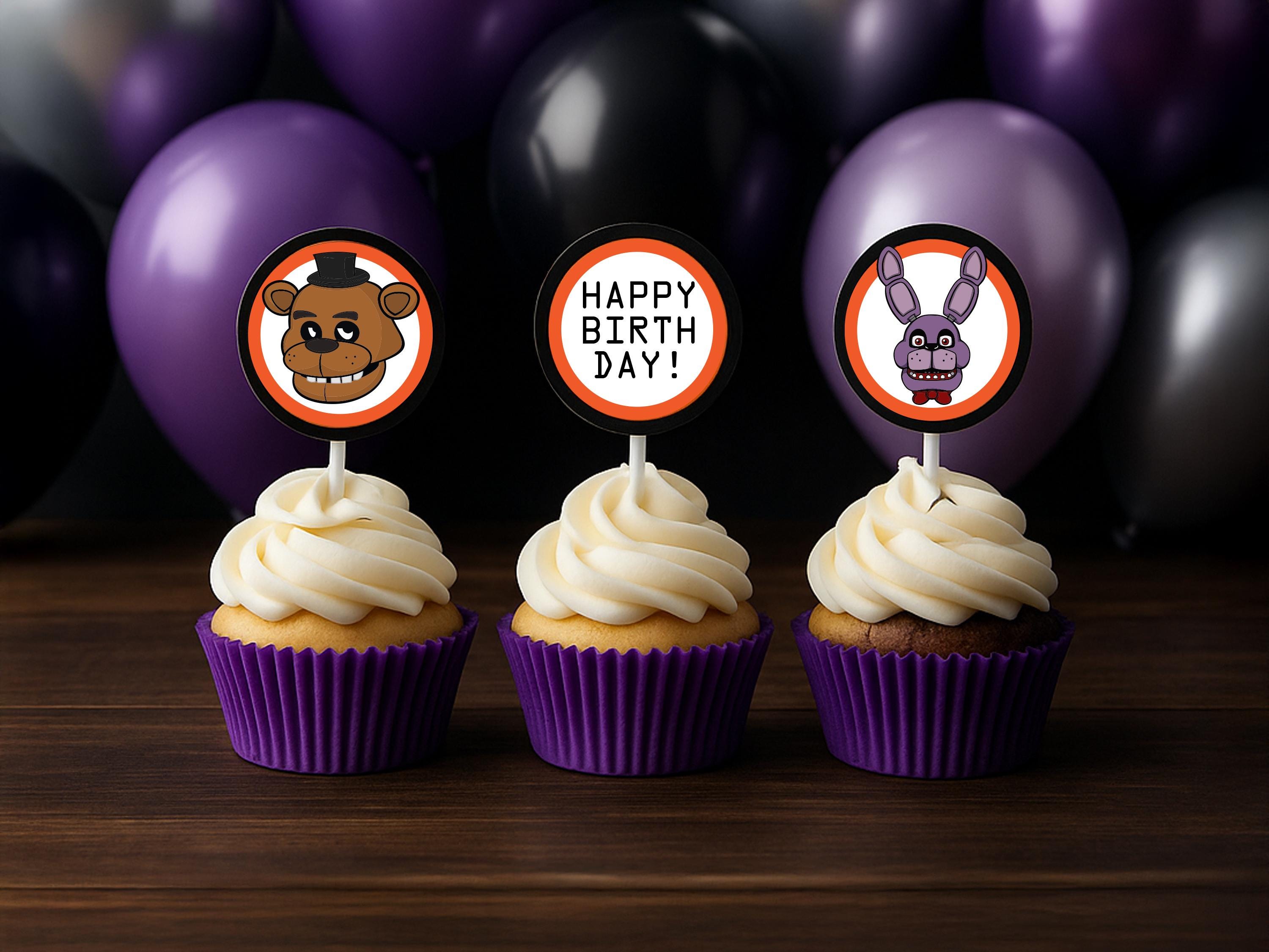 Five Nights at Freddy’s Birthday Cupcake Toppers – Printable Favor Tags – Editable Corjl Template – Gamer Birthday Party – Instant Download