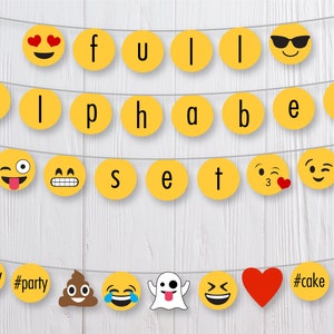 INSTANT DOWNLOAD / EMOJI full alphabet circles for custom banner, photo props and decor