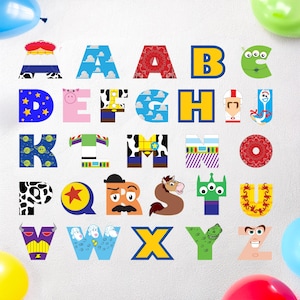 Spielzeug-inspiriertes Alphabet Clipart - Druckbare Buchstaben A bis Z PNG digitaler Download
