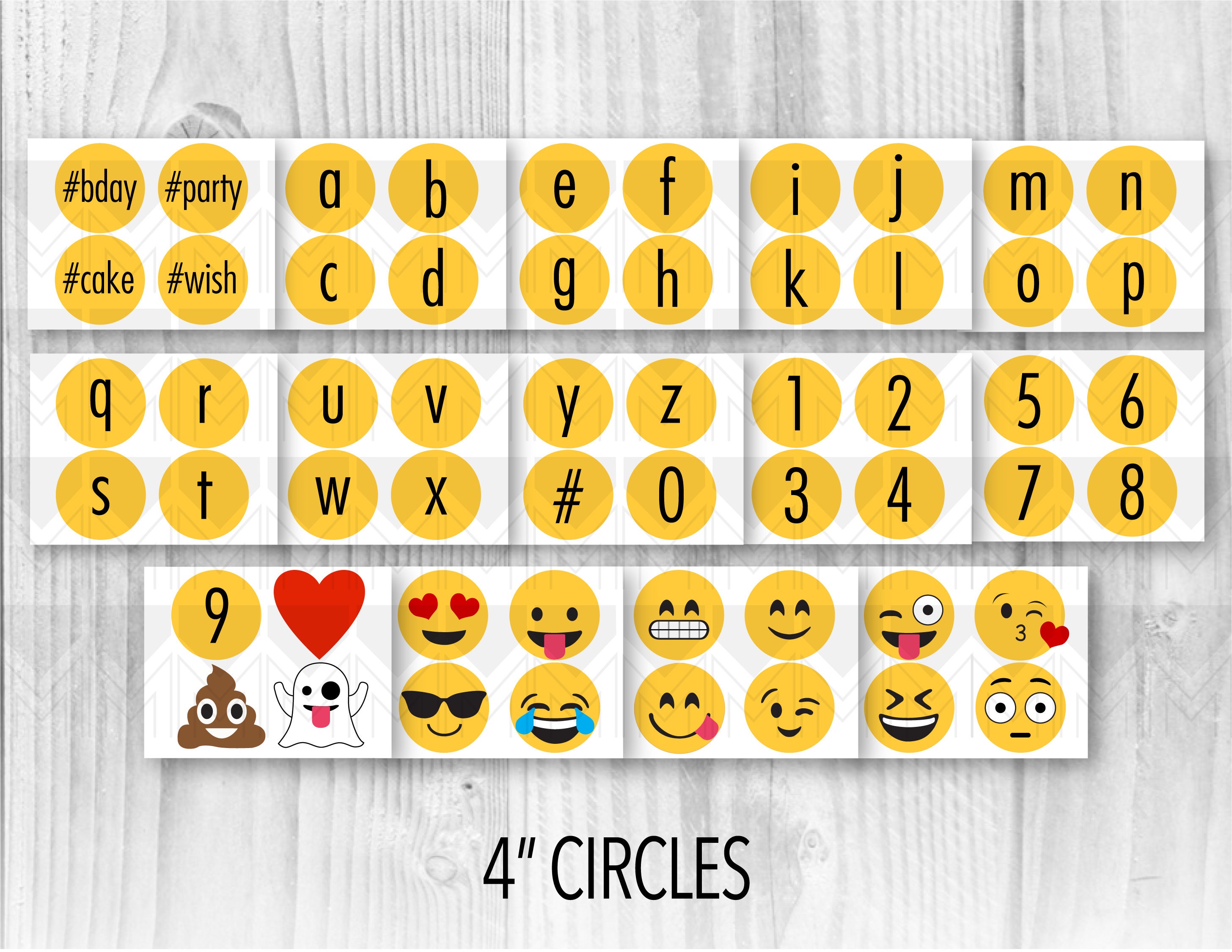 INSTANT DOWNLOAD / EMOJI Full Alphabet Circles for Custom Etsy