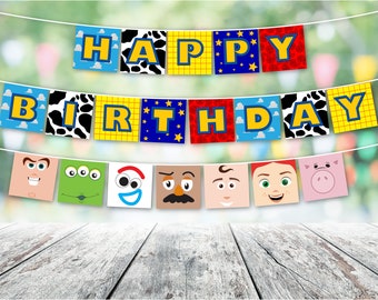 Afdrukbare banner, fotorekwisieten en decor met speelgoedthema | DIRECT DOWNLOADEN