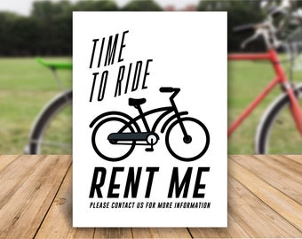 Bike Rental Printable Sign / INSTANT DOWNLOAD / Great for Short-Time Rentals