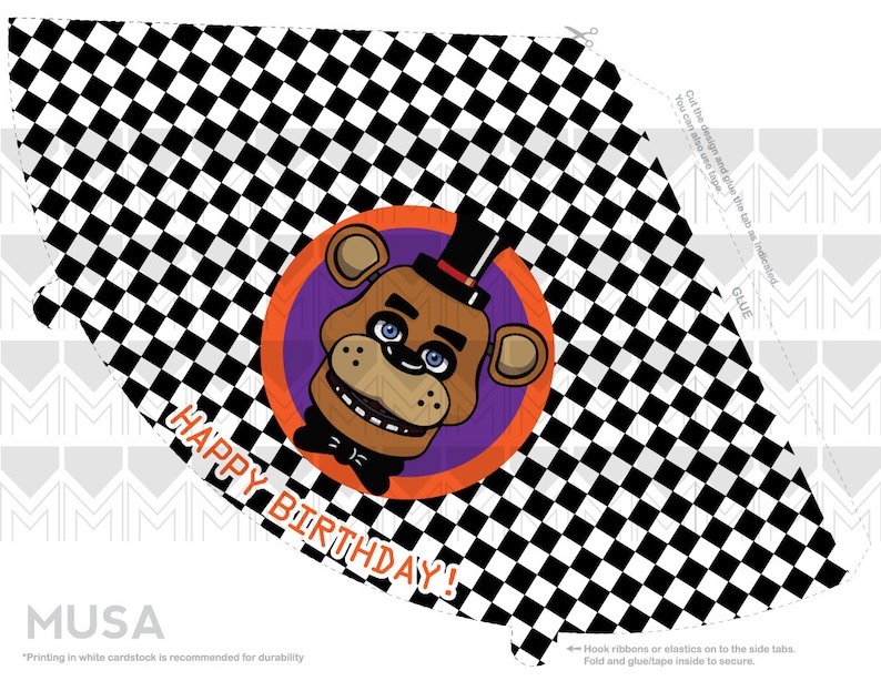 INSTANT DOWNLOAD: FNAF inspired birthday party hat | Etsy