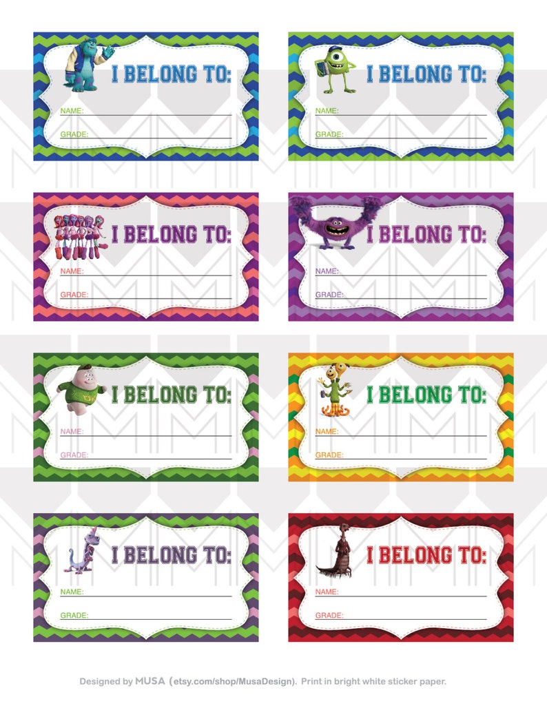 instant download printable name labels for books