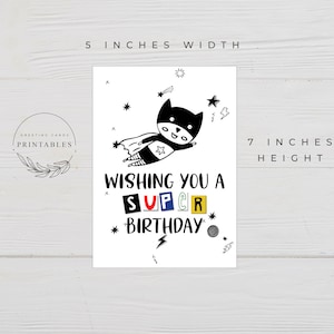 Druckbare Geburtstagskarte für Jungen, digitaler Download, alles Gute zum Geburtstagkarte, druckbare Karte, Superheld Karte, Superheld Geburtstagskarte für Kinder