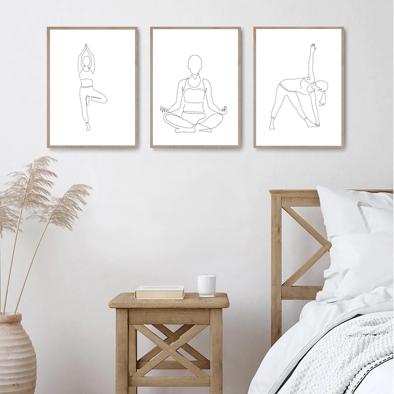 Yoga Posters, Printable Wall Art Set of 3, Digital Download, Yoga ...