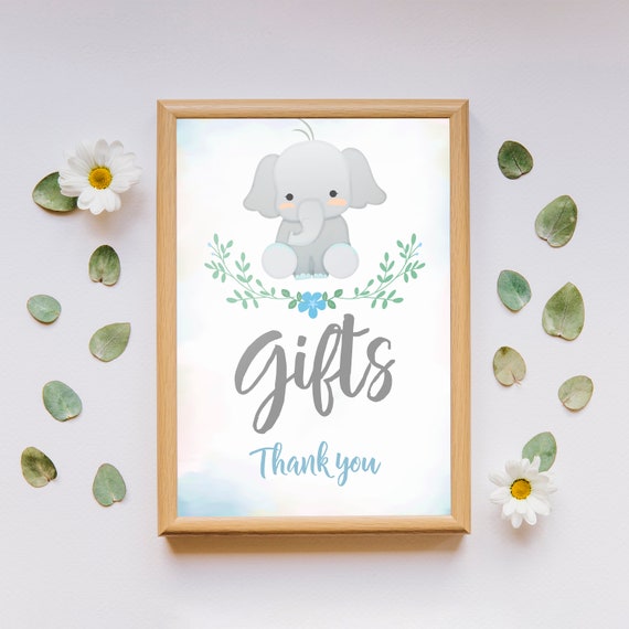 Elephant Baby Shower Gifts Sign Printable Birthday Elephant Baby Shower Gifts Sign