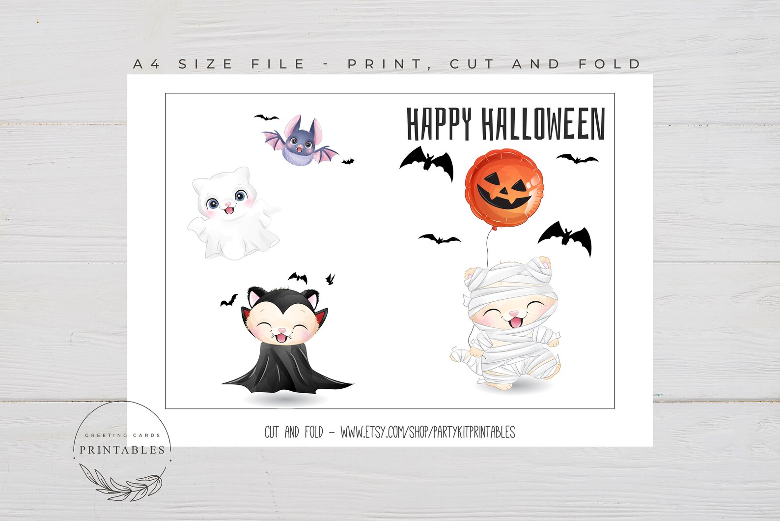 Children Halloween Printable Card Digital Download Happy - Etsy