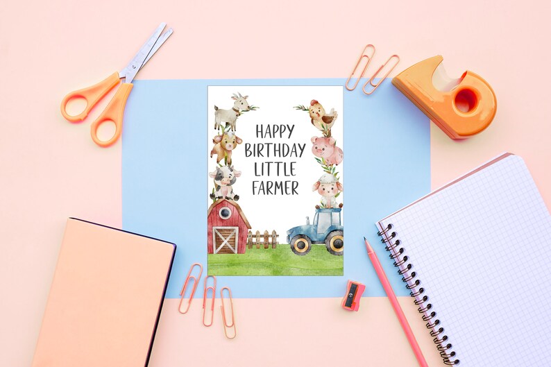 Printable Farm Happy Birthday Card, Digital Download, Farmer Birthday